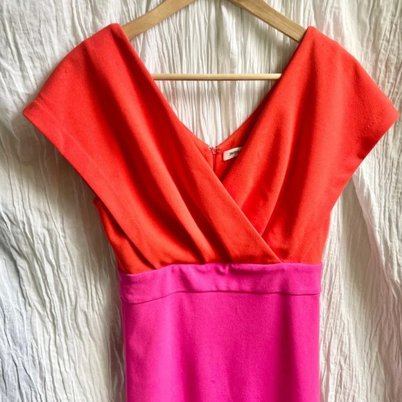 Jealous Tomato Pink & Red Colorblock Surplice Neckline Mini Dress, S - Picture 14 of 14